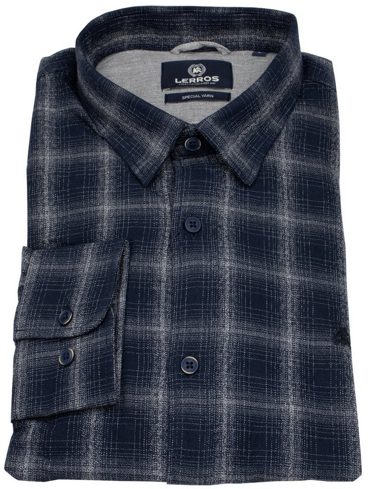 LERROS Karohemd Button-Down-Kragen Under Button Down von LERROS