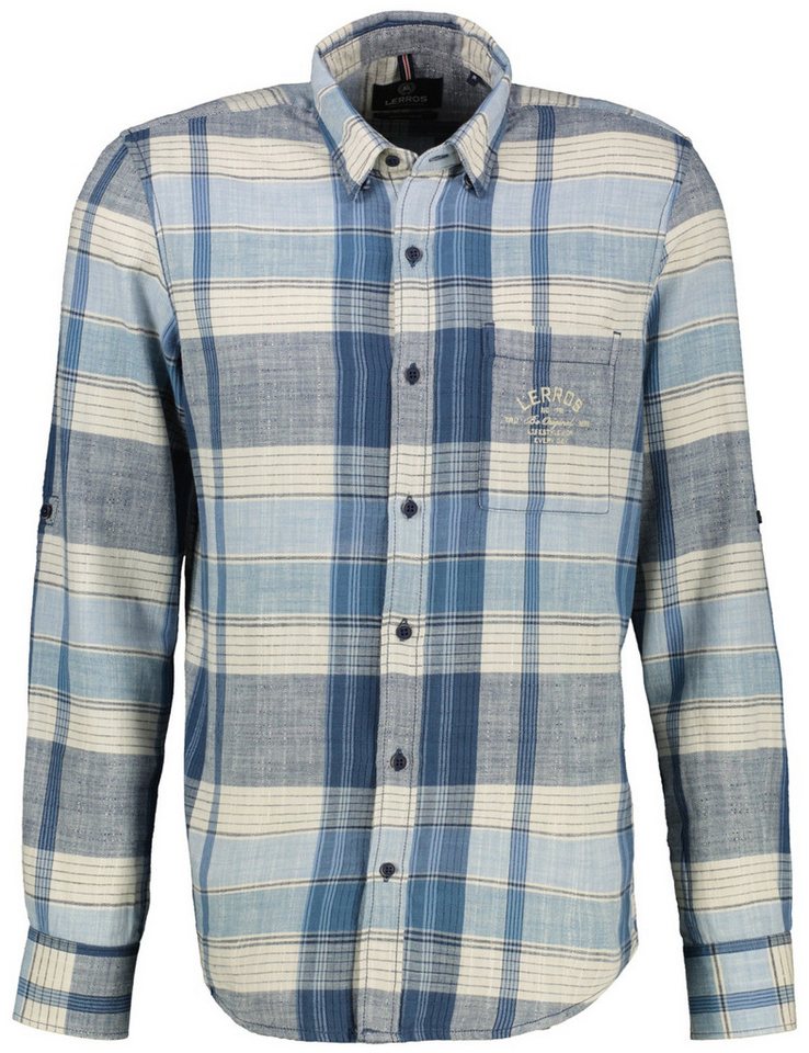 LERROS Karohemd Button-Down-Kragen Under Button Down von LERROS