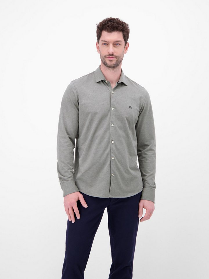 LERROS Langarmhemd LERROS Jerseyhemd mit 2-Knopf-Manschette und Kentkragen von LERROS