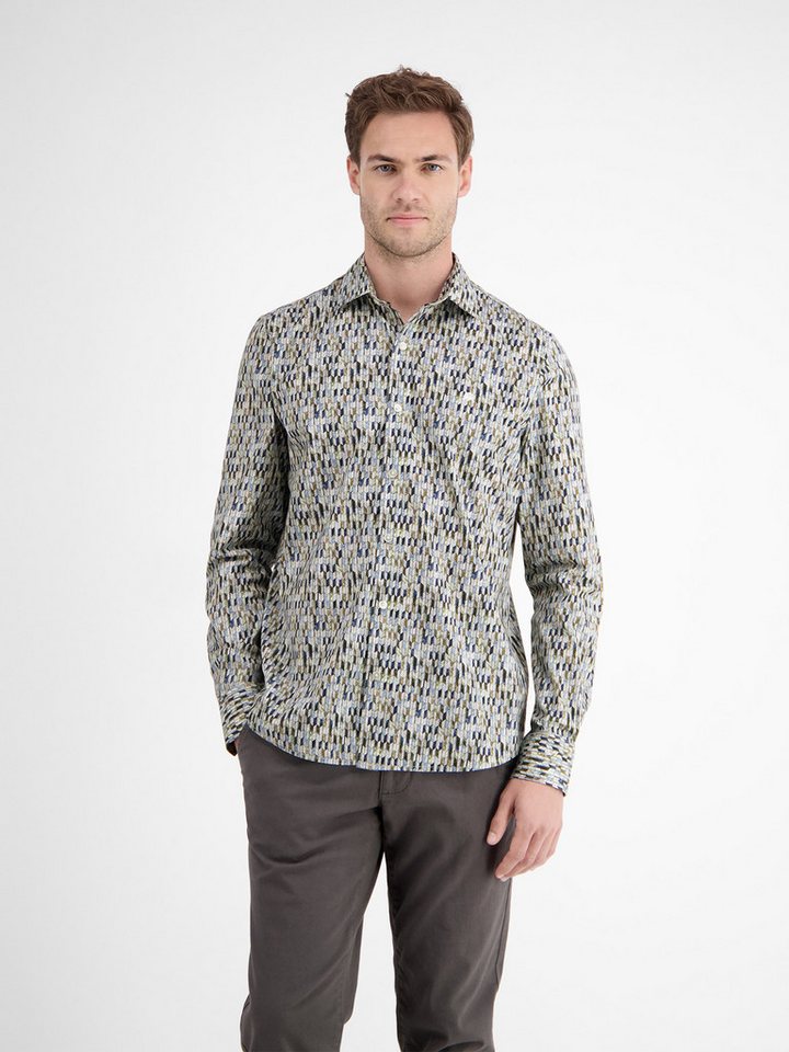 LERROS Langarmhemd LERROS Poplin-Herrenhemd mit Designprint von LERROS