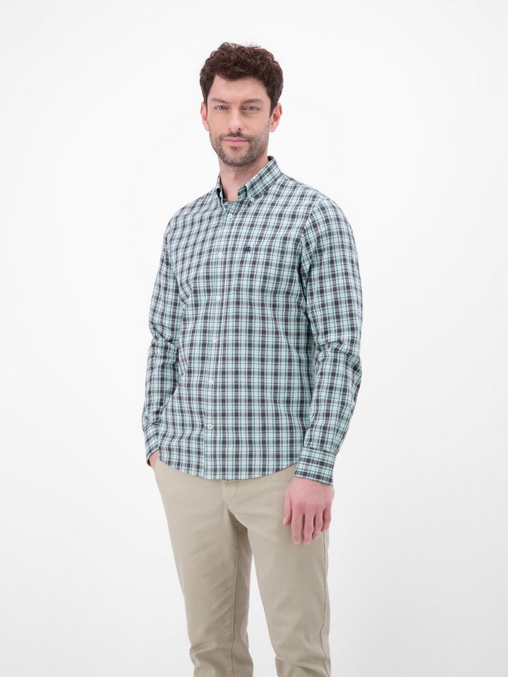 LERROS Langarmhemd kariert, mit Knopfleiste von LERROS