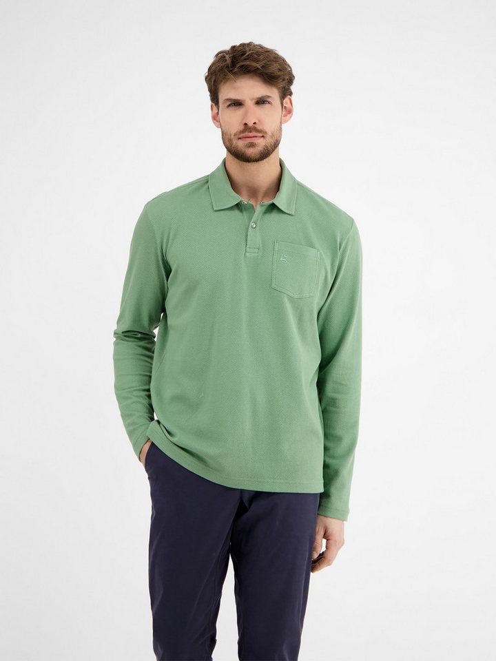 LERROS Langarmshirt LERROS Herren Langarmpolo in Waffel-Piqué von LERROS