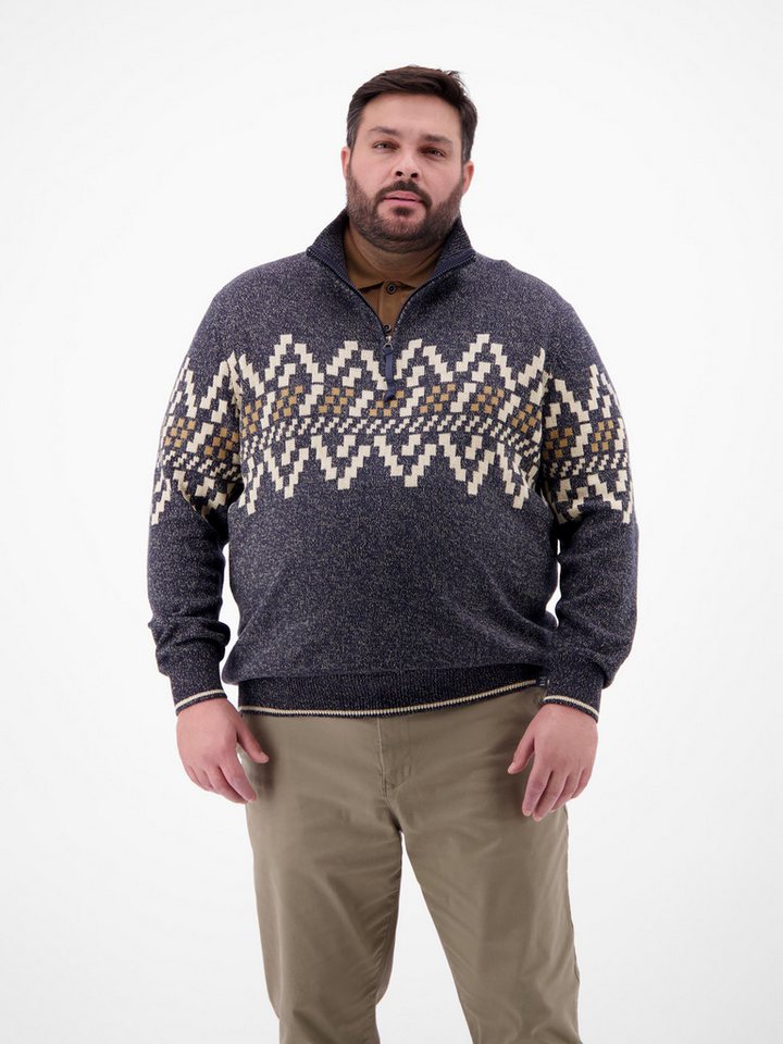 LERROS Norwegerpullover LERROS Troyer mit Norwegermuster in Übergrößen von LERROS