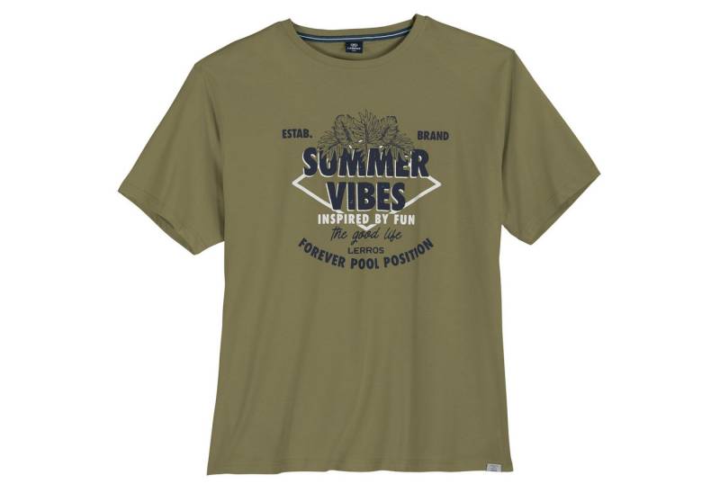 LERROS Rundhalsshirt Lerros XXL T-Shirt beige Frontprint Summer Vibes von LERROS