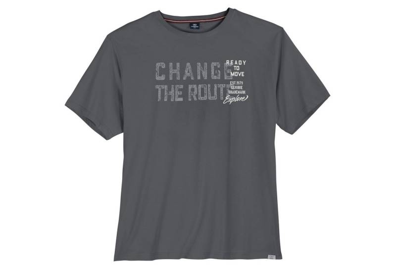 LERROS Rundhalsshirt Lerros XXL T-Shirt grau Frontprint CHANGE THE ROUTE von LERROS