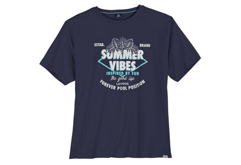 LERROS Rundhalsshirt Lerros XXL T-Shirt navy Frontprint Summer Vibes von LERROS