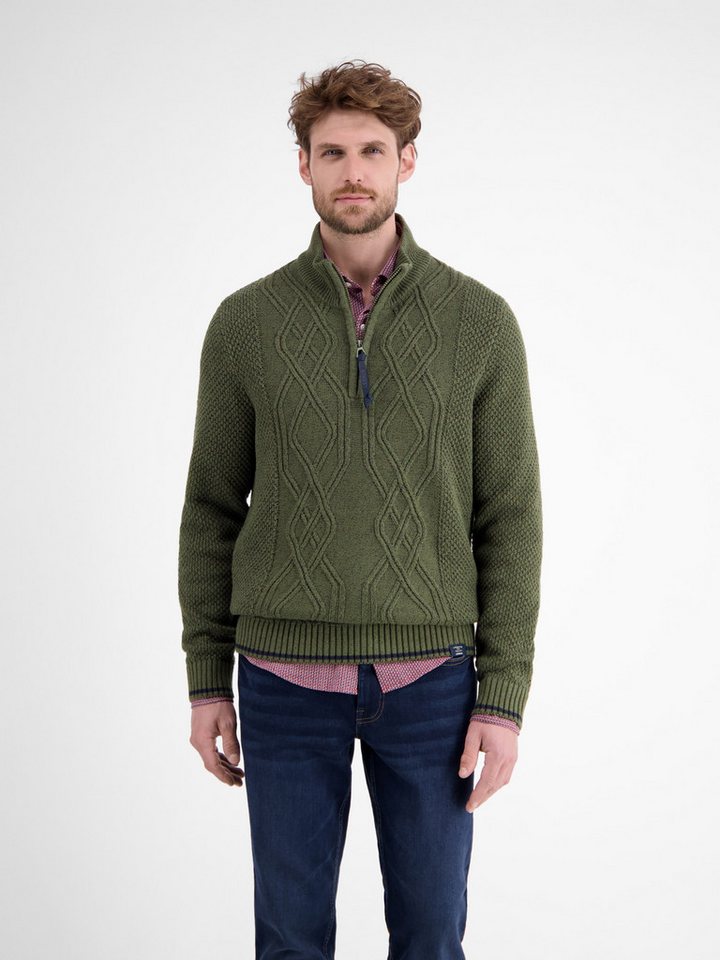 LERROS Strickpullover LERROS Strickpullover mit Zopfmuster und Troyerkragen von LERROS