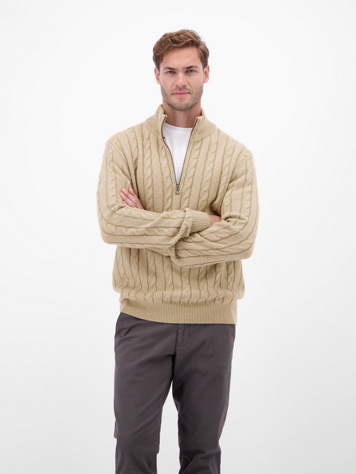 LERROS Strickpullover LERROS Troyer mit Zopfmuster - Klassik trifft Coolness von LERROS