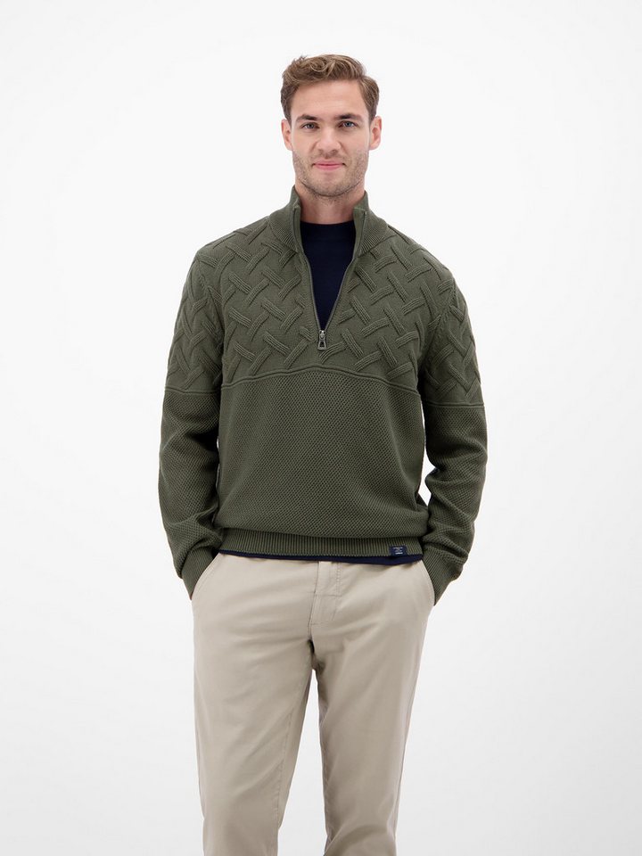 LERROS Strickpullover mit Zipper und Stehkragen, Jacquard-Struktur von LERROS