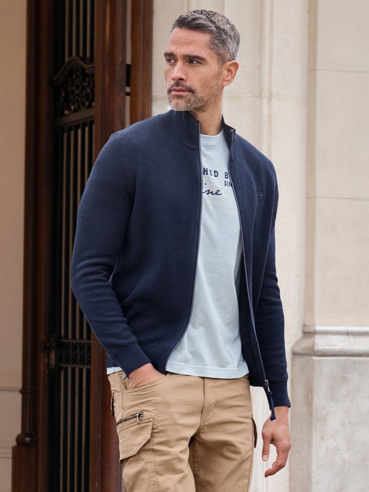 LERROS Sweatjacke LERROS Unifarbene Sweatjacke für Herren von LERROS