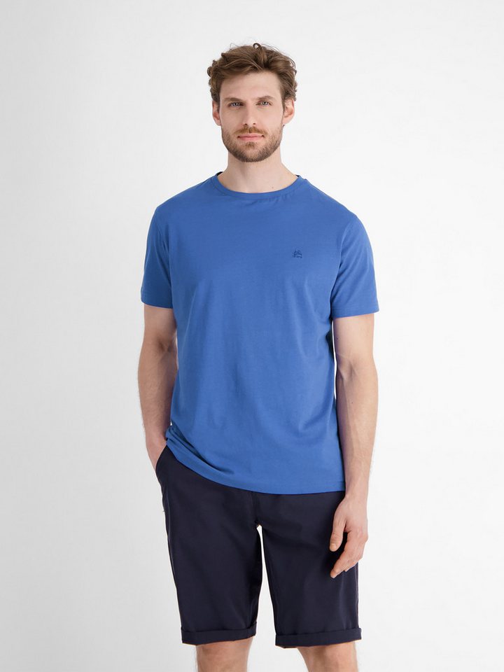 LERROS T-Shirt LERROS Basic T-Shirt mit Logostitch, unifarben von LERROS