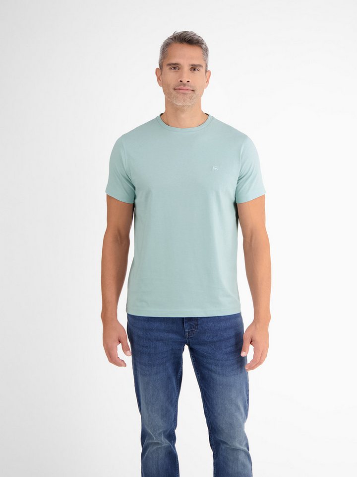 LERROS T-Shirt LERROS Basic T-Shirt mit Logostitch, unifarben von LERROS