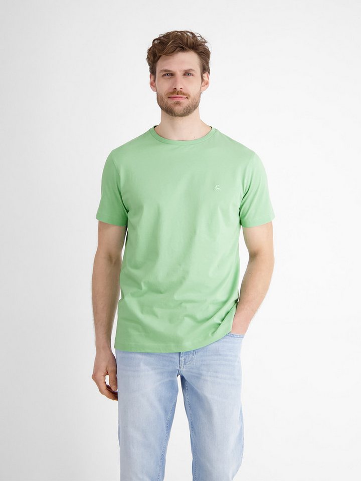 LERROS T-Shirt LERROS Basic T-Shirt mit Logostitch, unifarben von LERROS