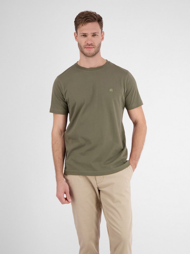 LERROS T-Shirt LERROS Basic T-Shirt mit Logostitch, unifarben von LERROS
