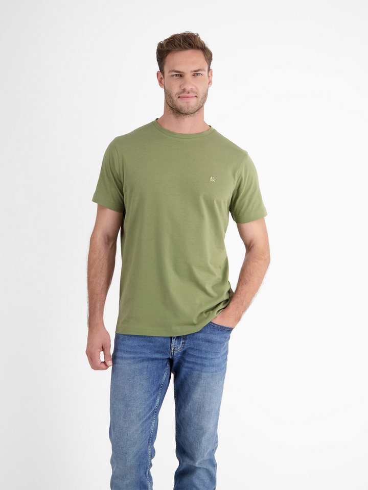 LERROS T-Shirt LERROS Basic T-Shirt mit Logostitch, unifarben von LERROS