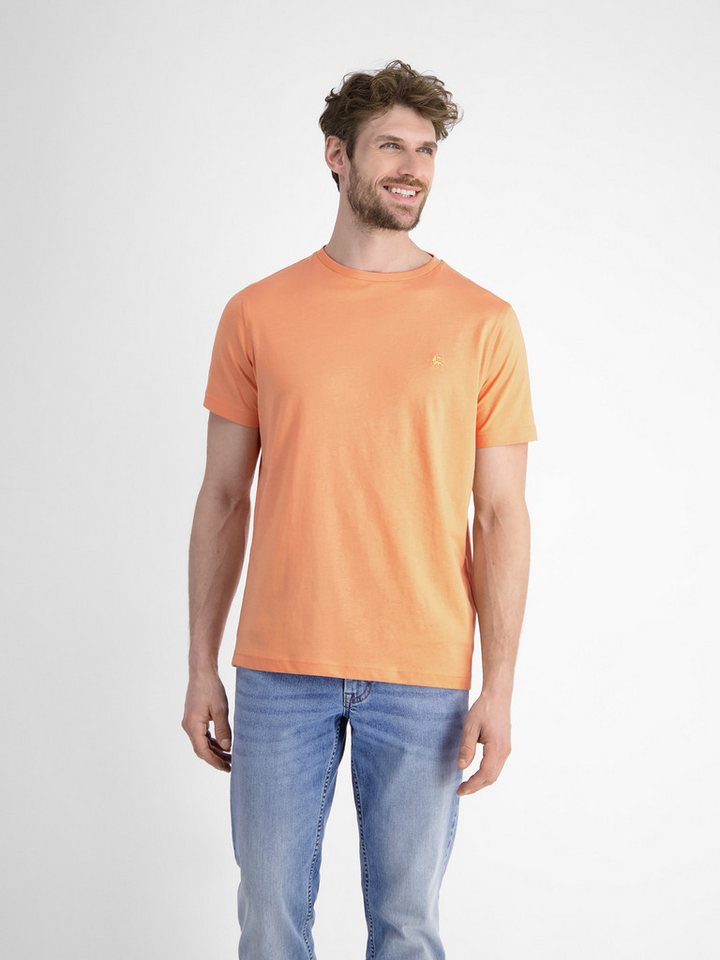 LERROS T-Shirt LERROS Basic T-Shirt mit Logostitch, unifarben von LERROS