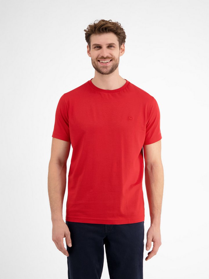 LERROS T-Shirt LERROS Basic T-Shirt mit Logostitch, unifarben von LERROS