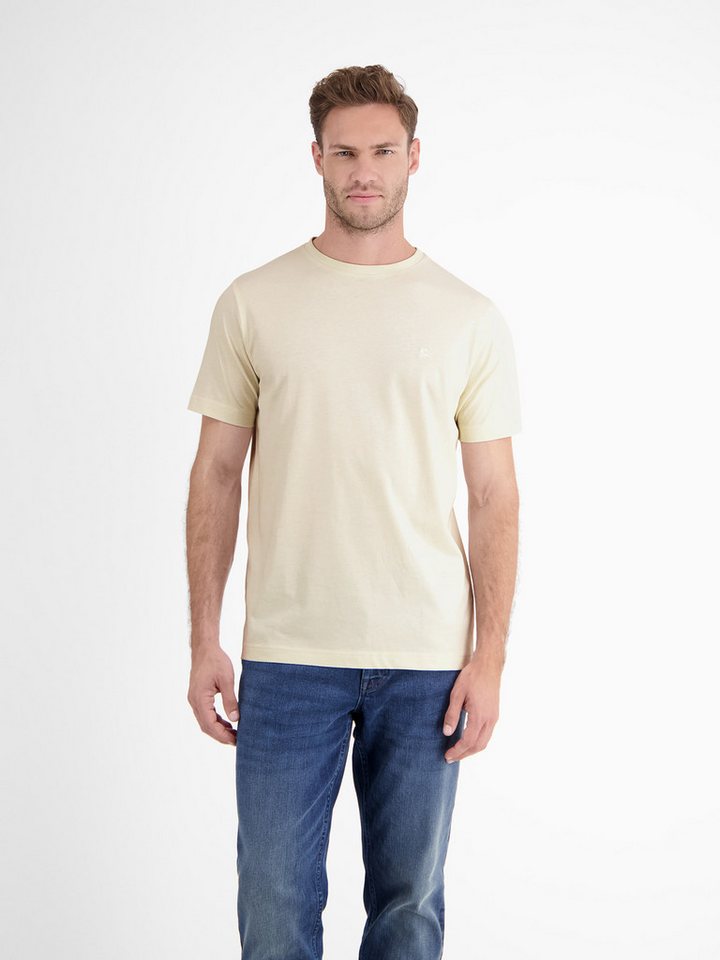 LERROS T-Shirt LERROS Basic T-Shirt mit Logostitch, unifarben von LERROS