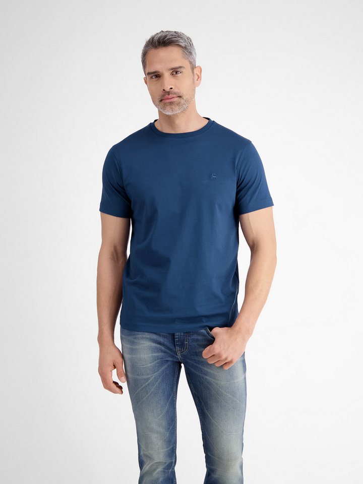 LERROS T-Shirt LERROS Basic T-Shirt mit Logostitck, unifarben von LERROS