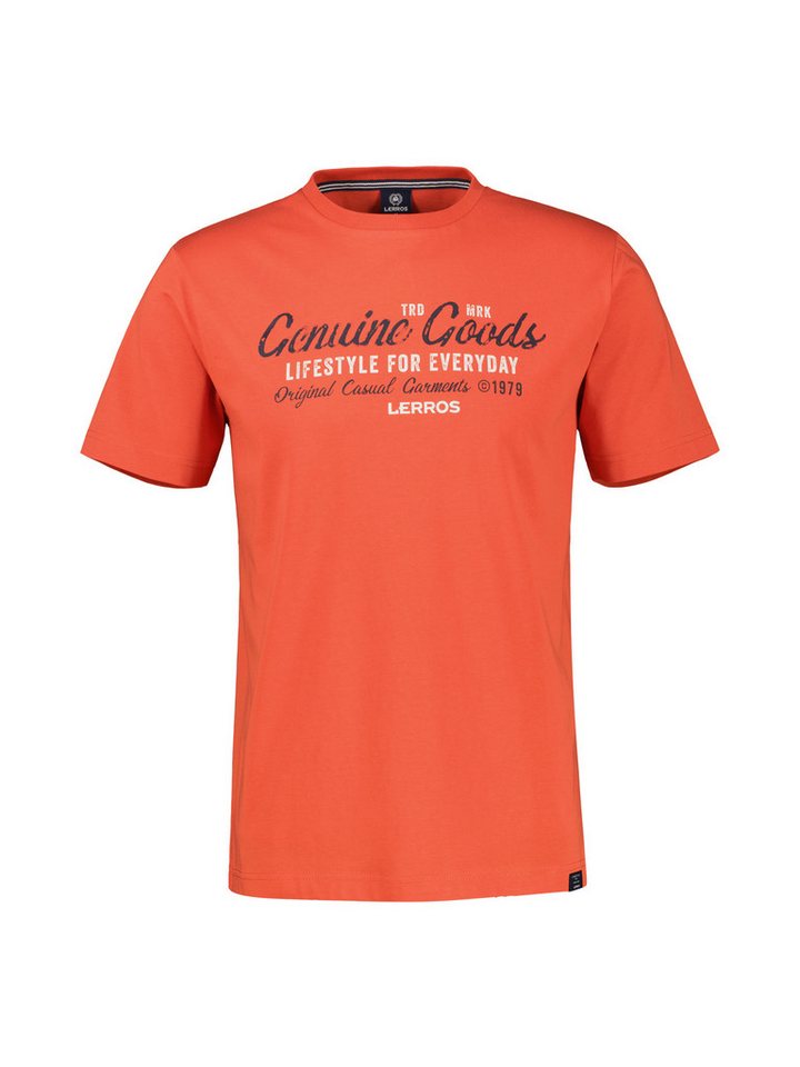 LERROS T-Shirt LERROS T-Shirt unifarben mit Print und 1/2-Ärmeln von LERROS