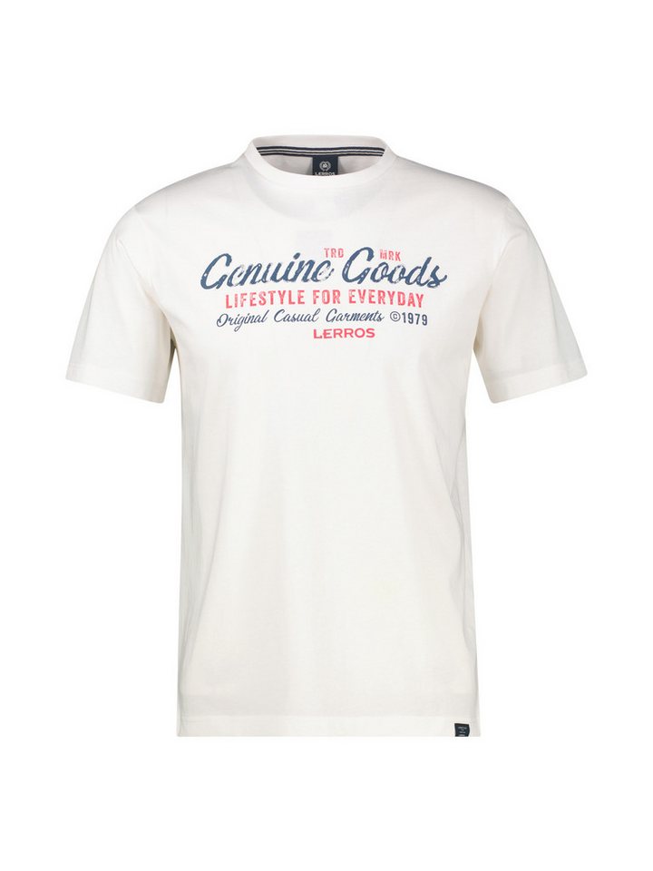LERROS T-Shirt LERROS T-Shirt unifarben mit Print und 1/2-Ärmeln von LERROS