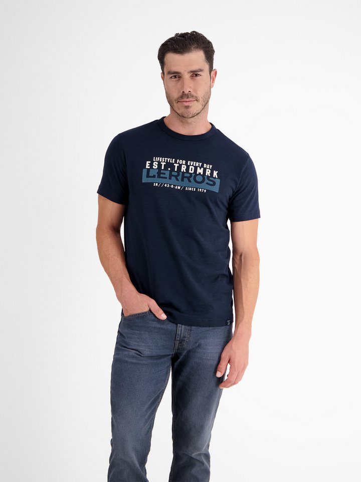 LERROS T-Shirt LERROS Unifarbenes T-Shirt mit Print von LERROS