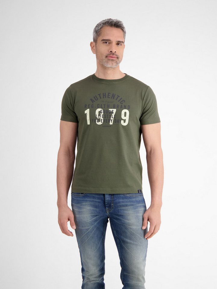 LERROS T-Shirt LERROS Unifarbenes T-Shirt mit Print von LERROS