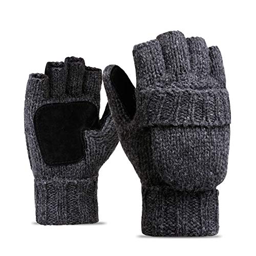 LERTREE 1 Paar Herren Damen Thermo-Isolierung Strick Handschuhe Winter Warm Handschuhe Unisex Gr. Einheitsgröße, Dunkelgrau von LERTREE