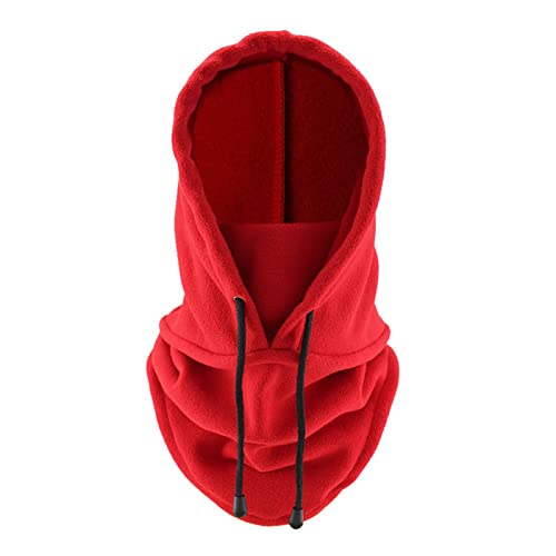 LERTREEUK Winddichte Thermo-Sturmhaube Herren Fleece Ski Maske Kapuze Vollgesichtsabdeckung Frauen Halswärmer Schal Winter Neck Gaiter (rot) von LERTREEUK