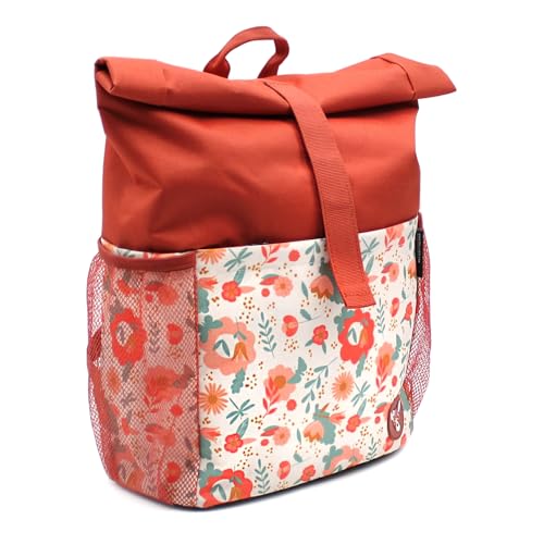 Les Deglingos Rolltop-Rucksack, verstellbar, für Jungen und Mädchen, ab 3 Jahren, Innentasche mit Reißverschluss, Tasche für Sport, Ausflug oder Wochenende, terrakotta, Einheitsgröße von LES DÉGLINGOS