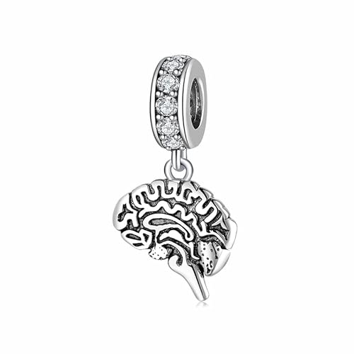 Charm Gehirn Anatomie Anatomie Neurologe Grau Organ Anhänger Silber 925 - Les Folies für Pandora, Sterling-Silber, Zirkonia von LES FOLIES DI PAOLA GRIECO