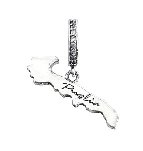 Charm Region Apulien Italien Souvenir Anhänger 925 Silber - Les Folies für Pandora, Sterling-Silber, Zirkonia von LES FOLIES DI PAOLA GRIECO
