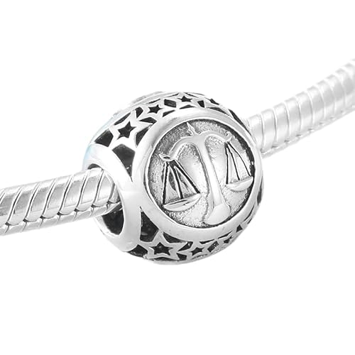 Sternzeichen Waage Horoskop Sternzeichen Charm 925 Silber - Les Folies für Pandora, Sterling-Silber, Zirkonia von LES FOLIES DI PAOLA GRIECO