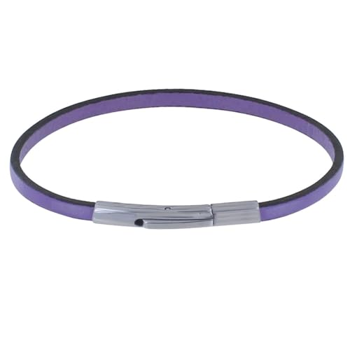 LES POULETTES BIJOUX - Armband Frau Einfach Flache Leder Edelstahl Schließe - Helles Lila von LES POULETTES BIJOUX