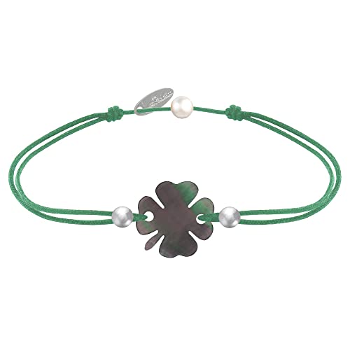 LES POULETTES BIJOUX - Armband Grau Perlmutt Kleeblatt und Sterling Silber 925 Perlen - Classics - Grün von LES POULETTES BIJOUX