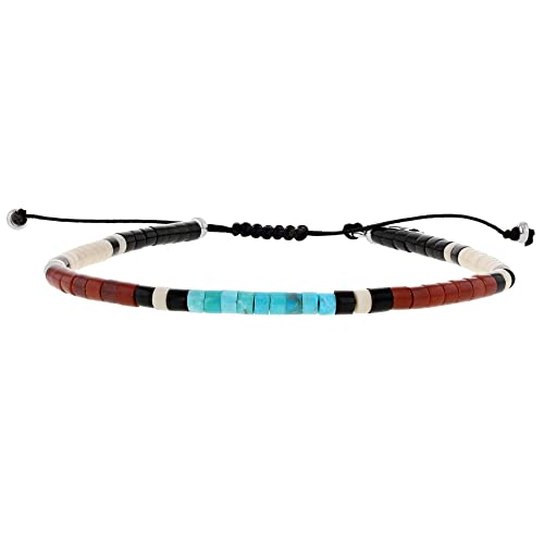 LES POULETTES BIJOUX - Armband Herren Link Kingman Turquoise, Pipestone, Black Jet, Riverstone Ringen von LES POULETTES BIJOUX