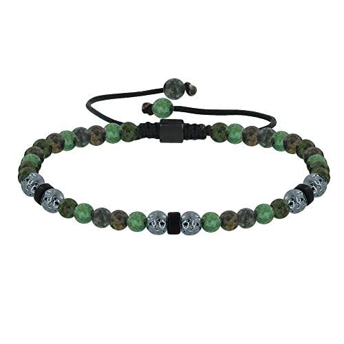 LES POULETTES BIJOUX - Armband Herren Link Stahl und Grün Türkis Runde Perlen - taille 18 cm LES POULETTES BIJOUX - Armband Herren Link Stahl und Grün Türkis Runde Perlen - taille 18 cm von LES POULETTES BIJOUX