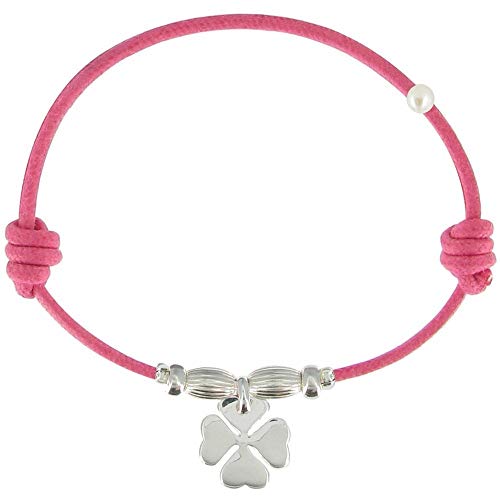 LES POULETTES BIJOUX - Armband Link 925 Silber Kleeblatt - Colors - Fuchsia von LES POULETTES BIJOUX