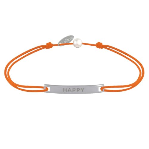 LES POULETTES BIJOUX - Armband Link Gebogene Plakette in Silber 925 Gravur Happy - Orange von LES POULETTES BIJOUX