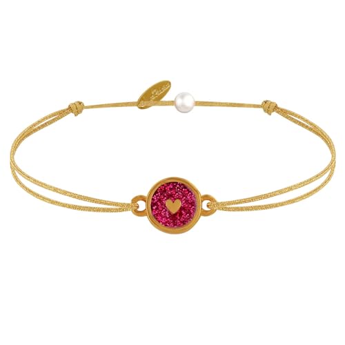 LES POULETTES BIJOUX - Armband Link Goldenes Messing Runde Herz Medaille Glitzernd Rot Emailliert - Gold LES POULETTES BIJOUX - Armband Link Goldenes Messing Runde Herz Medaille Glitzernd Rot Emailliert - Gold von LES POULETTES BIJOUX