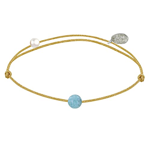 LES POULETTES BIJOUX - Armband Link Kleine Perle der Larimar - Gold von LES POULETTES BIJOUX