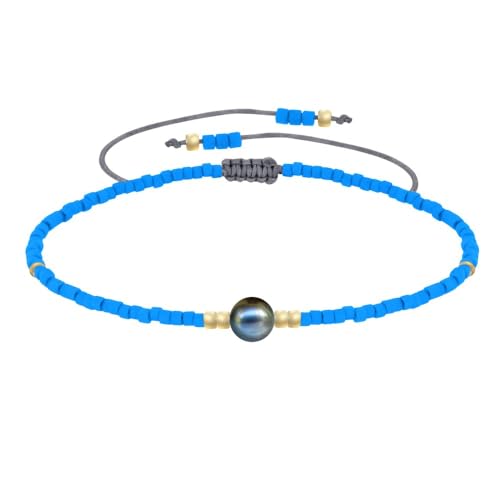 LES POULETTES BIJOUX - Armband Link Schwarz Süßwasserperle und Kleine Matte Perlen - Azurblau LES POULETTES BIJOUX - Armband Link Schwarz Süßwasserperle und Kleine Matte Perlen - Azurblau von LES POULETTES BIJOUX