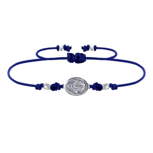 LES POULETTES BIJOUX - Armband Link Silber 925 medaille Ovalle Wundertätigen Jungfrau - Blau Navy von LES POULETTES BIJOUX