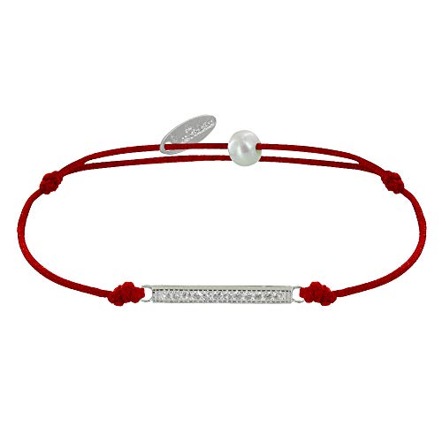 LES POULETTES BIJOUX - Armband Link 925 Silber Medaille Kleiner Streifen Strass - Rote von LES POULETTES BIJOUX