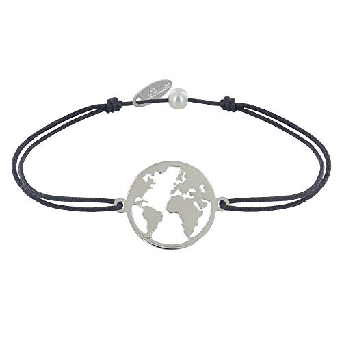 LES POULETTES BIJOUX - Armband Link 925 Silber Runde Medaille Weltkarte - Grau von LES POULETTES BIJOUX