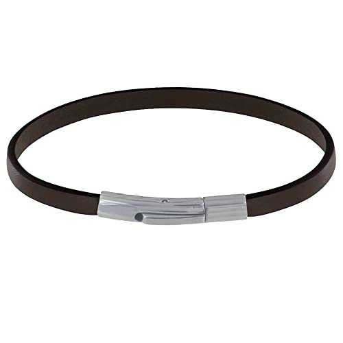 LES POULETTES BIJOUX - Armband Mann Einfach Leder Edelstahl Schließe - Dunkelbraune LES POULETTES BIJOUX - Armband Mann Einfach Leder Edelstahl Schließe - Dunkelbraune von LES POULETTES BIJOUX