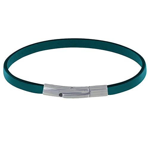 LES POULETTES BIJOUX - Armband Mann Einfach Leder Edelstahl Schließe - Turquoise von LES POULETTES BIJOUX