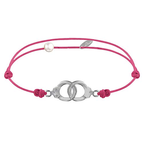 LES POULETTES BIJOUX - Armband in Sterling Silber 925 Link Kleine Handschellen - Fuchsia von LES POULETTES BIJOUX