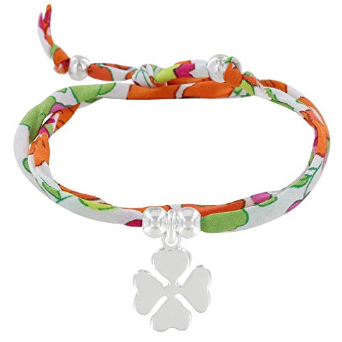 LES POULETTES BIJOUX - Doppel Runde Link Armband Liberty und Silber 925 Klee - Classics - Orange von LES POULETTES BIJOUX
