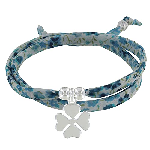 LES POULETTES BIJOUX - Doppel Runde Link Armband Liberty und Silber 925 Klee - Colors - Azurblau von LES POULETTES BIJOUX